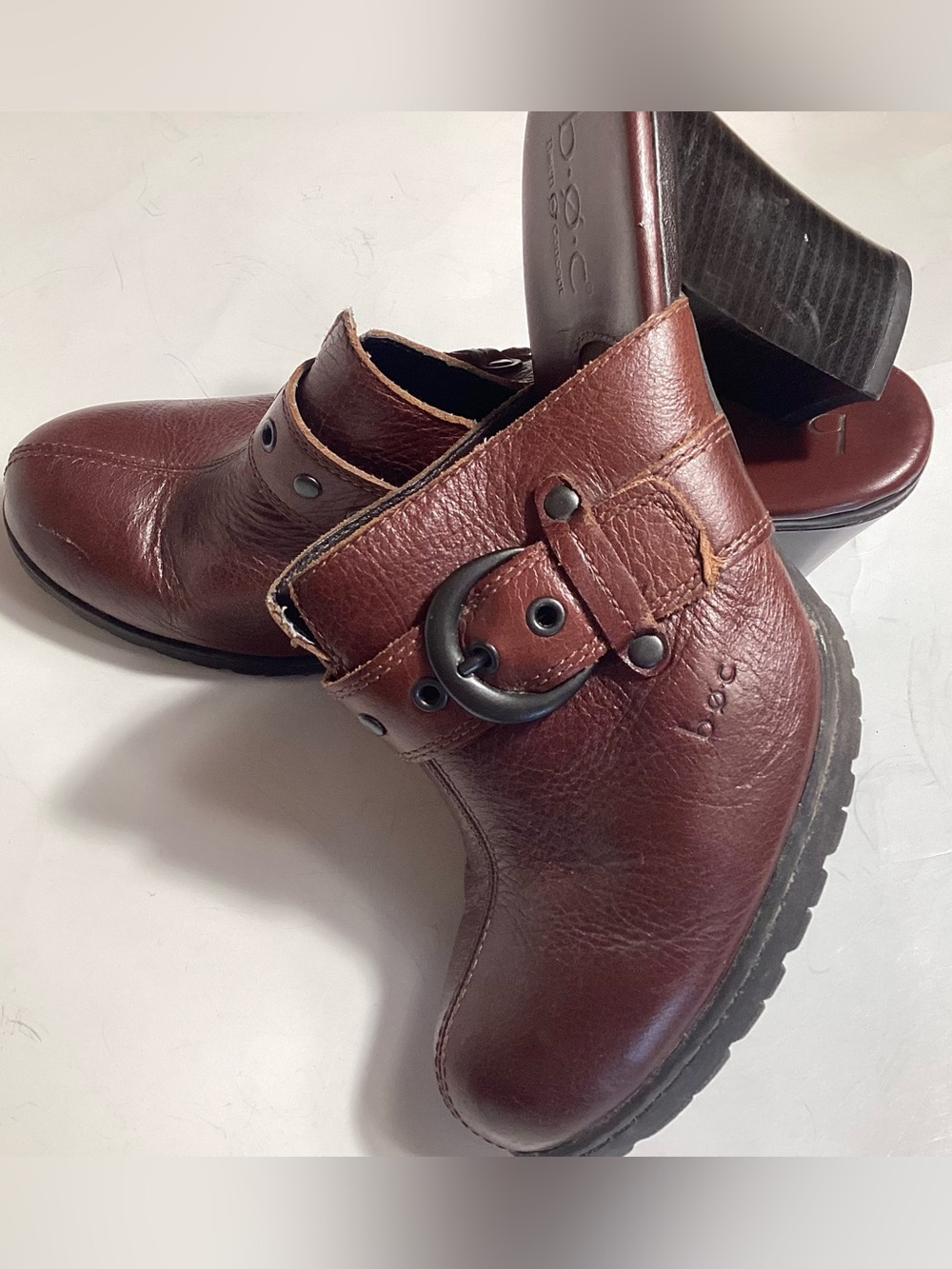 Born BOC Y2K Buckle Strap Leather Heeled Clog Mules 8/39 - Picture 9 of 16
